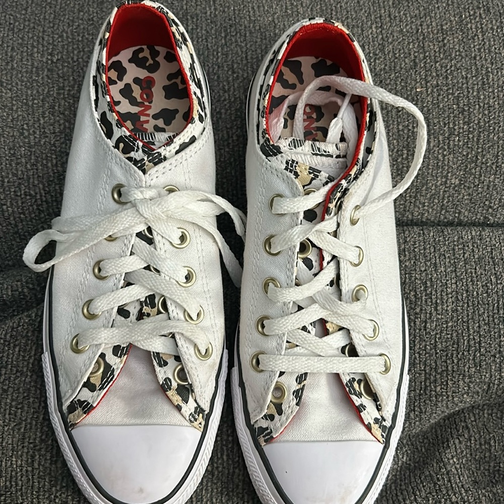 Converse Chuck Taylor All Star Size 9 Leopard Double Tongue Sneakers Low Top